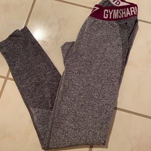 Gymshark Flex Legging in Charcoal Marl & Wine Band